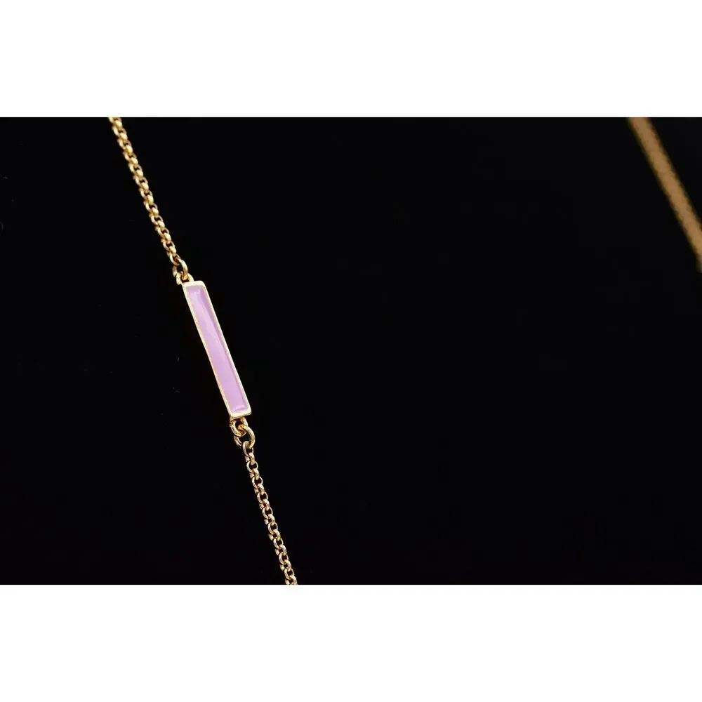 Kate Spade Station Chain Necklace Lavender Pastel Enamel Crystal Signed BinBL